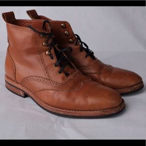 Leather Brouge Boots in “Toast”